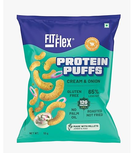 FIT&FLEX  PROTEIN PUFFS CREAM & ONION 55 GM